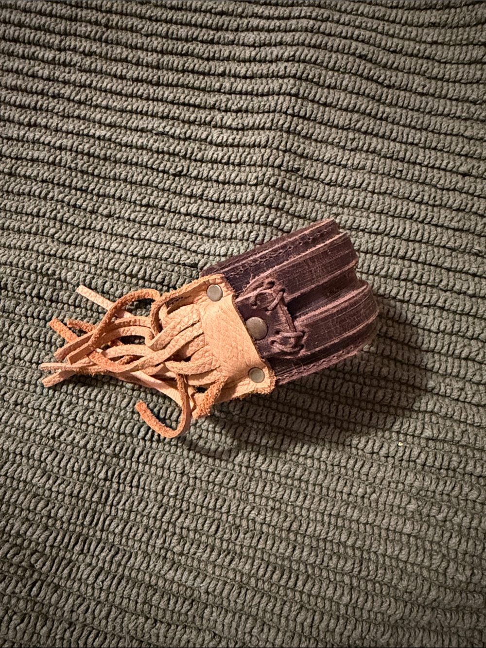 Brown Suede Fringe Leather Wrist Cuff Bracelet